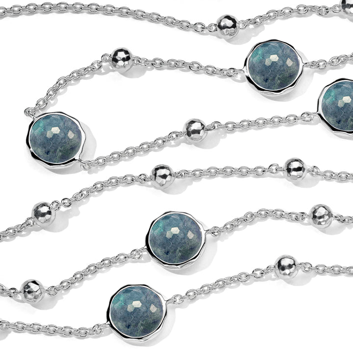 925 Silver Labradorite Doublet Station Necklace - Faceted Stone Close-Up Detail | IPPOLITA