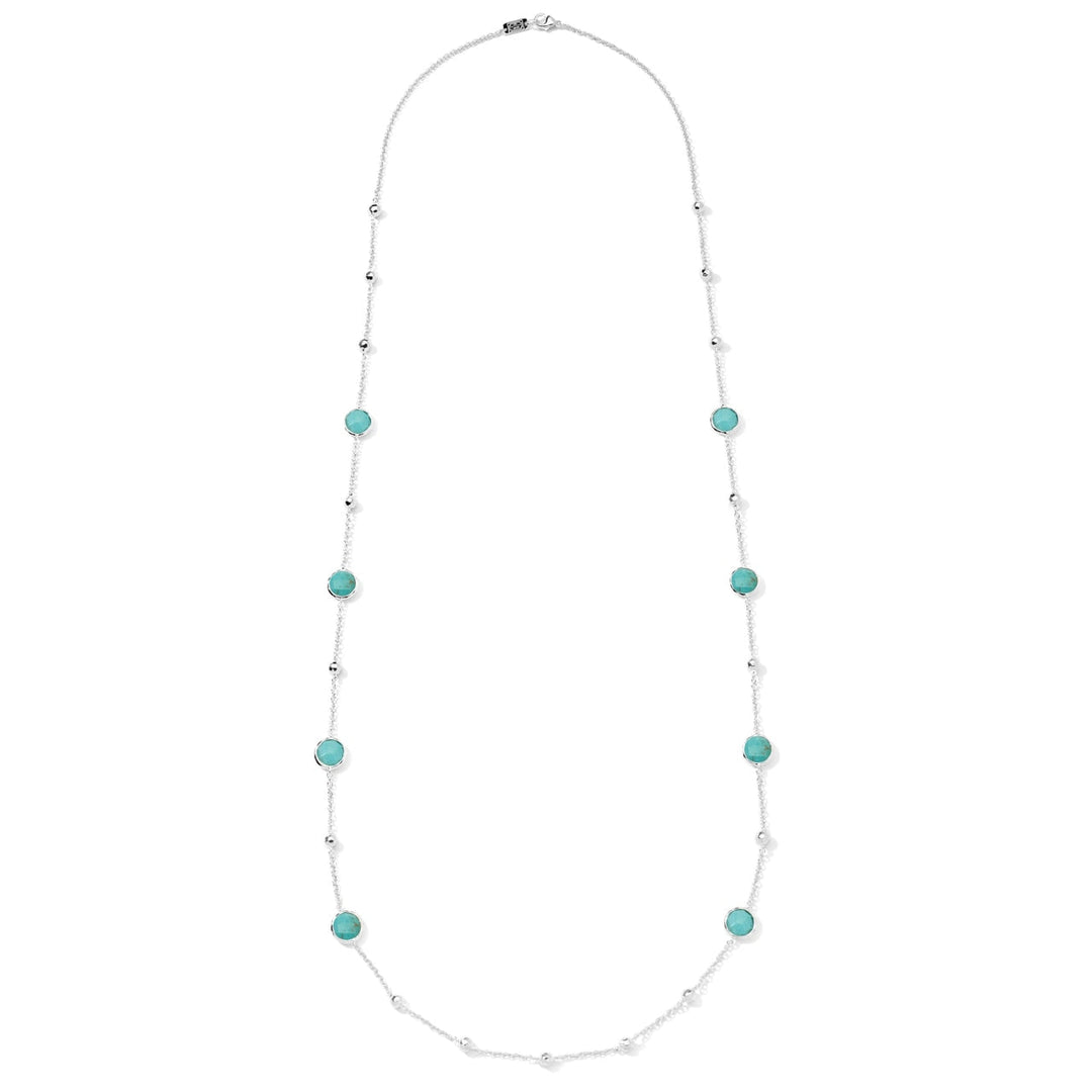 Turquoise Doublet 925 Silver Long Station Necklace - Full Length Flat Lay | IPPOLITA