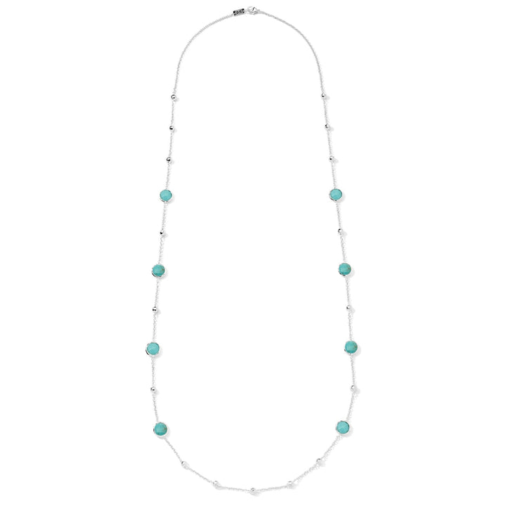 Turquoise Doublet 925 Silver Long Station Necklace - Full Length Flat Lay | IPPOLITA