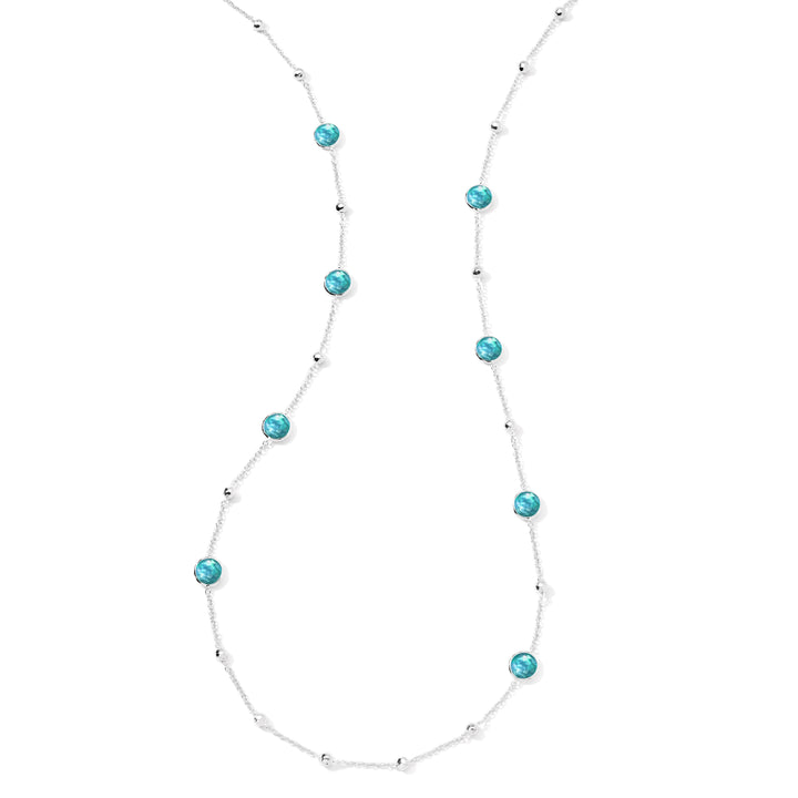 Teal Green Agate Triplet 925 Silver Lollipop Station Necklace - Full Length View | IPPOLITA