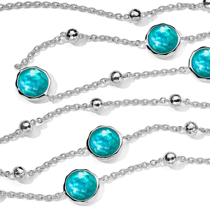 Green Agate Triplet Sterling Silver Ball and Stone Station Necklace - Close-Up Detail | IPPOLITA