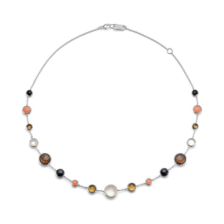 Amaretti Multi-Gemstone 925 Silver Lollitini Short Necklace - Flat Lay | IPPOLITA