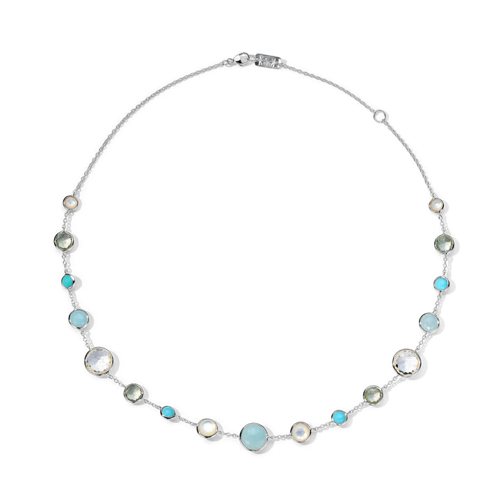 Multi-Stone Silver Lollitini Necklace in Brezza Colorway - Full View | IPPOLITA