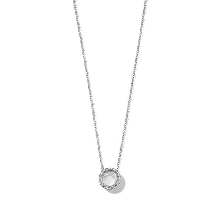 White Mother of Pearl Sterling Silver Diamond Pendant Necklace - Classic View | IPPOLITA
