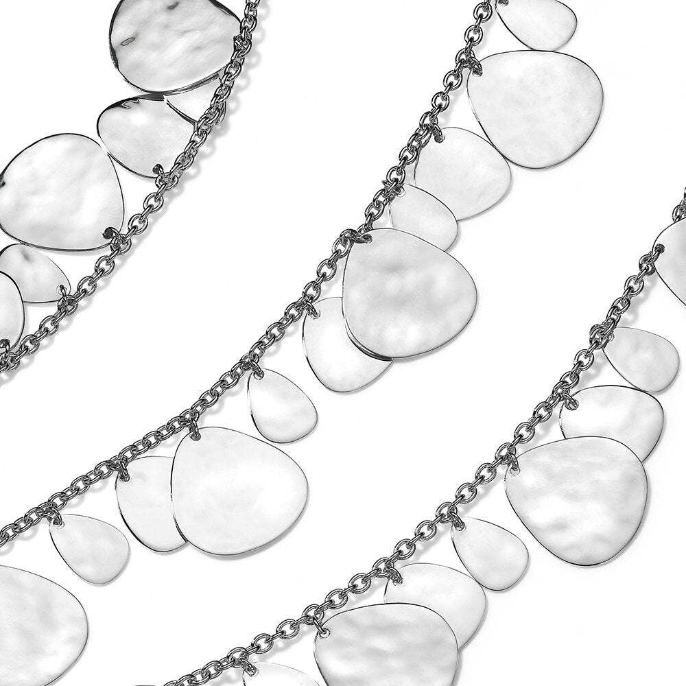 Silver 925 Hammered Petal Sequin Necklace - Close-Up Chain Detail | IPPOLITA