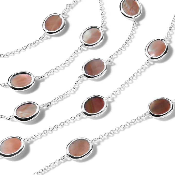 Brown Shell 925 Silver Long Confetti Necklace - Close-up Detail | IPPOLITA
