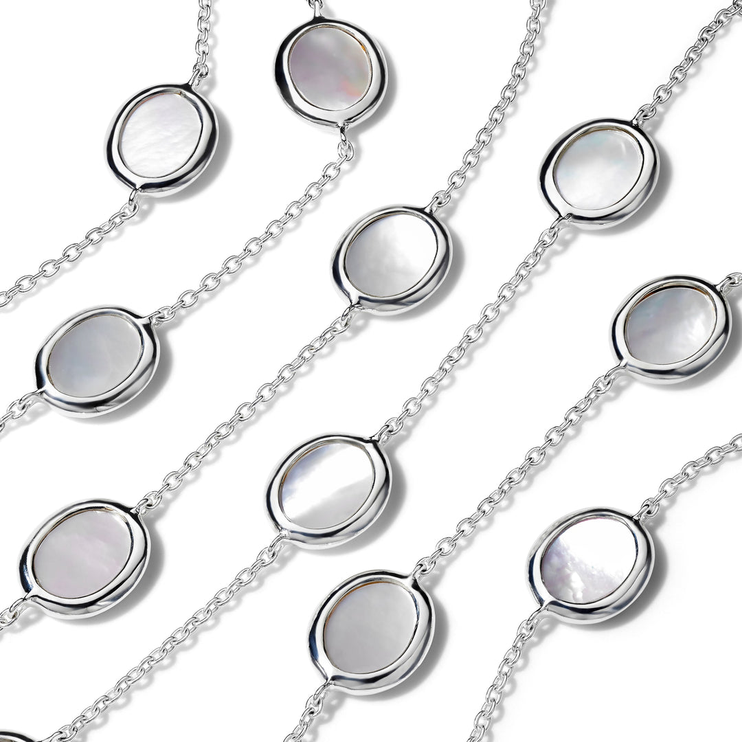 Mother-of-Pearl 925 Silver Long Confetti Necklace - Close-up Detail | IPPOLITA