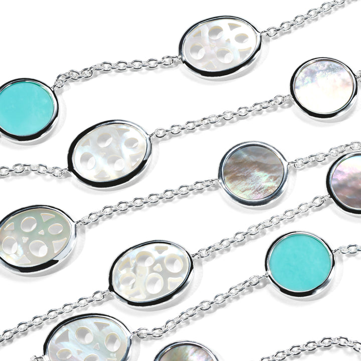 Lace Necklace with Multi-Stone 36"