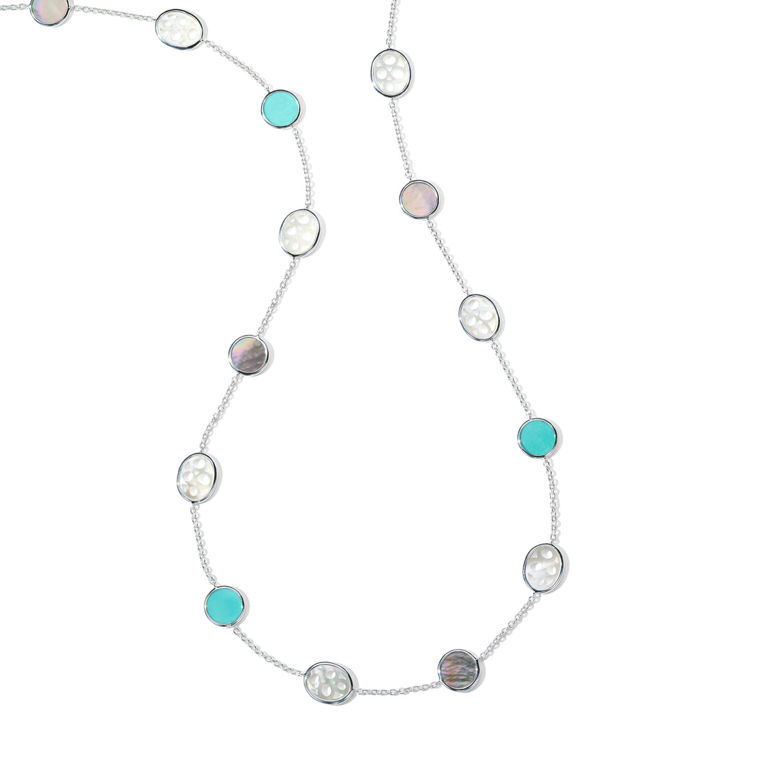 Lace Necklace with Multi-Stone 36"