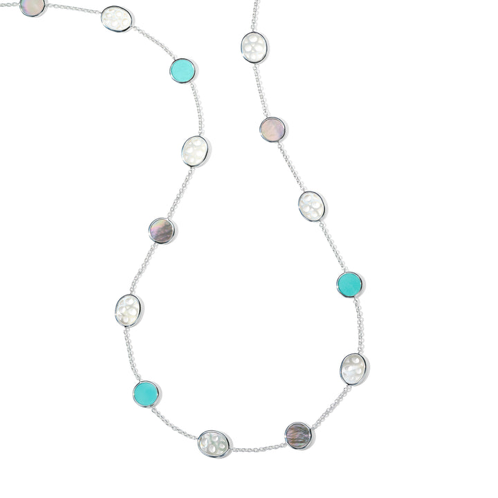 Lace Necklace with Multi-Stone 36"