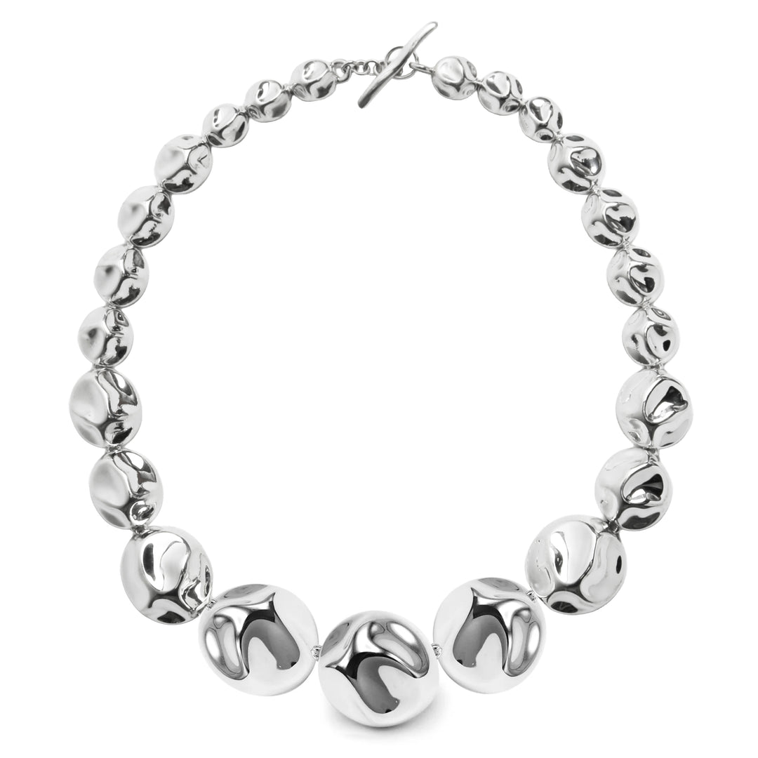 Polished Sterling Silver Sculpted Pinch All Around Short Necklace - Front View | IPPOLITA