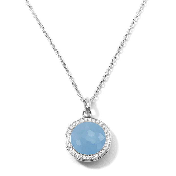 Light Blue Jade & Diamond Lollipop Mini Pendant Necklace in 925 Silver - Close-Up Front View | IPPOLITA