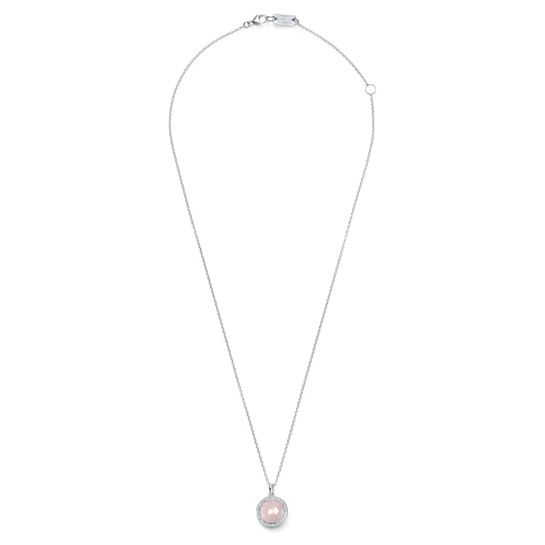 Rose Quartz Over MOP Doublet Lollipop Mini Pendant Necklace in 925 Silver - Full Length View | IPPOLITA