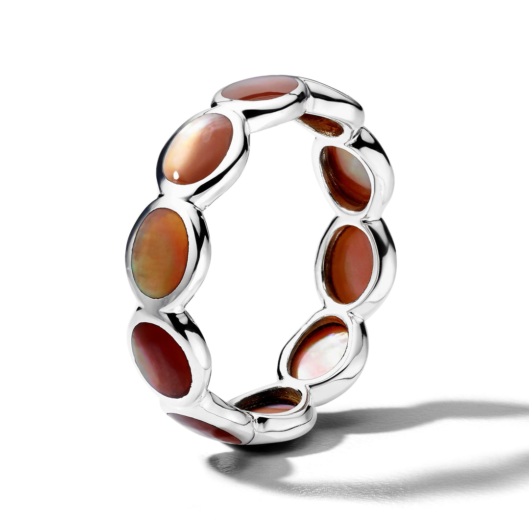 Brown Shell Sterling Silver Rock Candy All-Around Tiny Ovals Ring - Side Angle | IPPOLITA