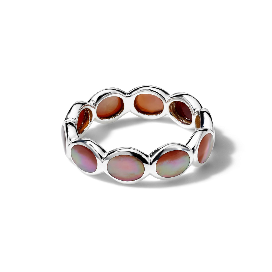 Brown Shell Sterling Silver Rock Candy All-Around Tiny Ovals Ring - Front View | IPPOLITA