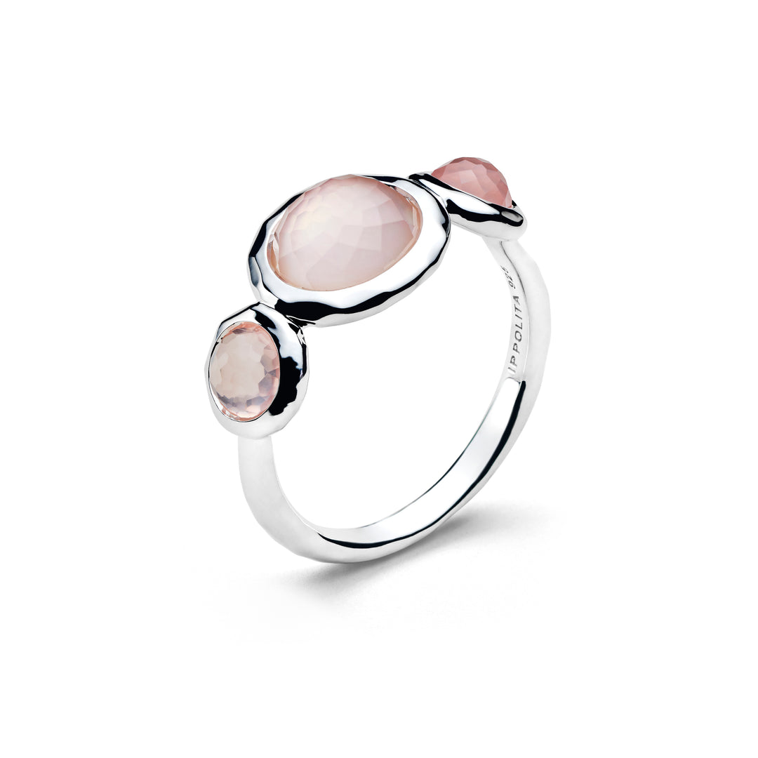 Blush Pink Sterling Silver Lollipop 3-Stone Ring - Side Angle with IPPOLITA Hallmark | IPPOLITA