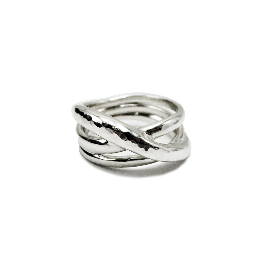 Mixed Texture Criss Cross Ring