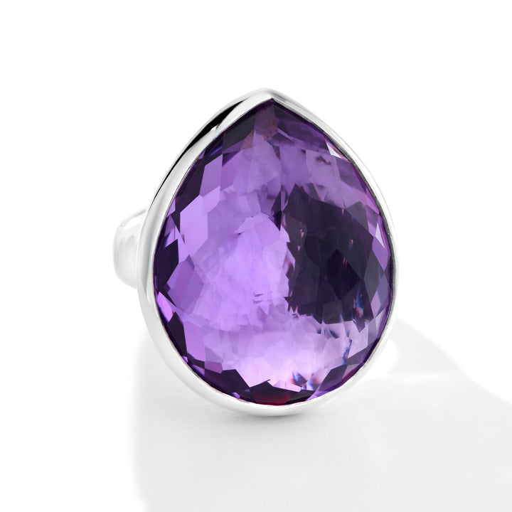 Purple Amethyst Sterling Silver Large Teardrop Ring - Front View | IPPOLITA