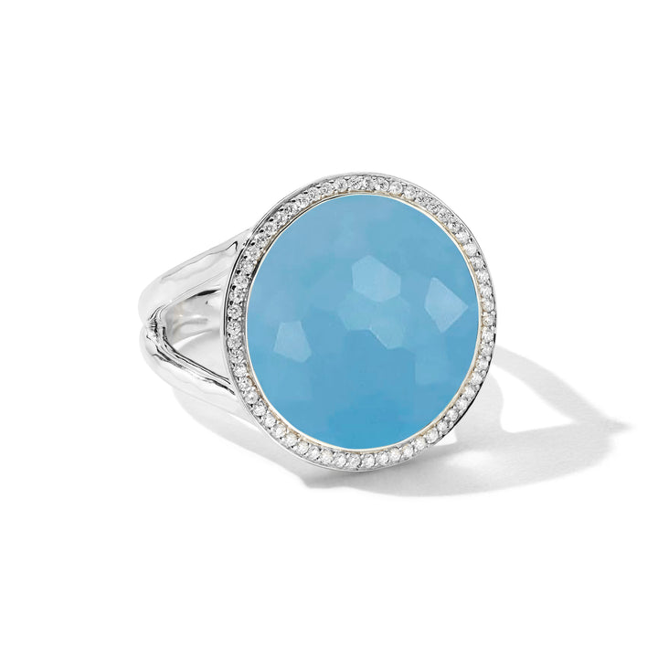 Light Blue Jade Lollipop Ring with Diamond Halo in Sterling Silver - Top View | IPPOLITA