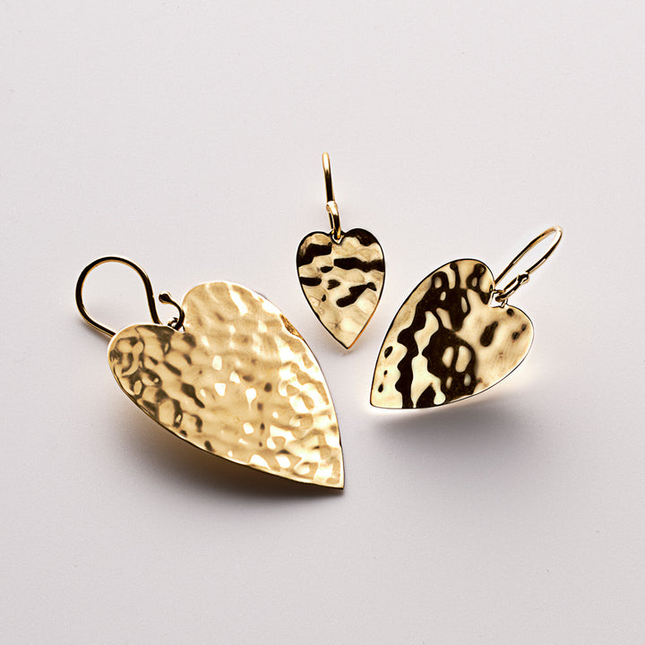 Mini Heart Crinkle Drop Earrings
