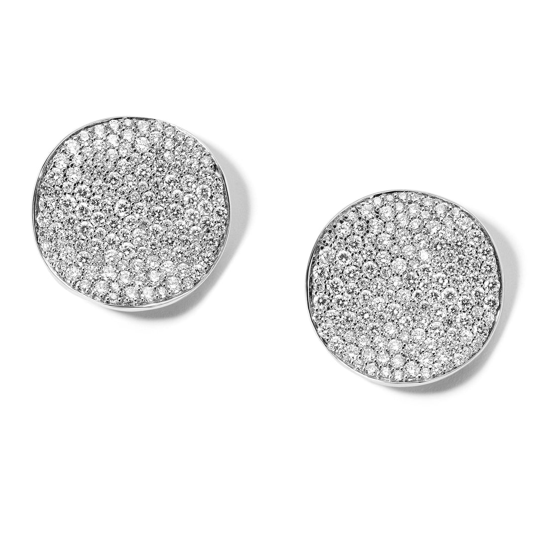 18K White Gold Diamond Pavé Flower Stud Earrings - Front View | IPPOLITA