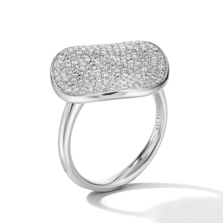 White Gold Diamond Pavé Large Flower Ring - Side Angle | IPPOLITA