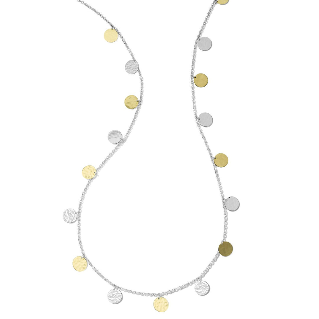 Long Hammered Paillette Disc Necklace