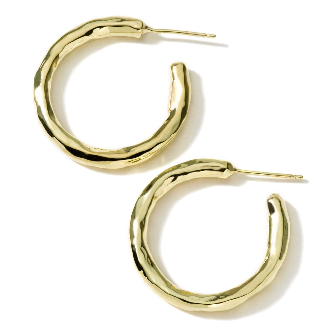 18K Gold Small Hammered Hoop Earrings - Flat Lay View | IPPOLITA