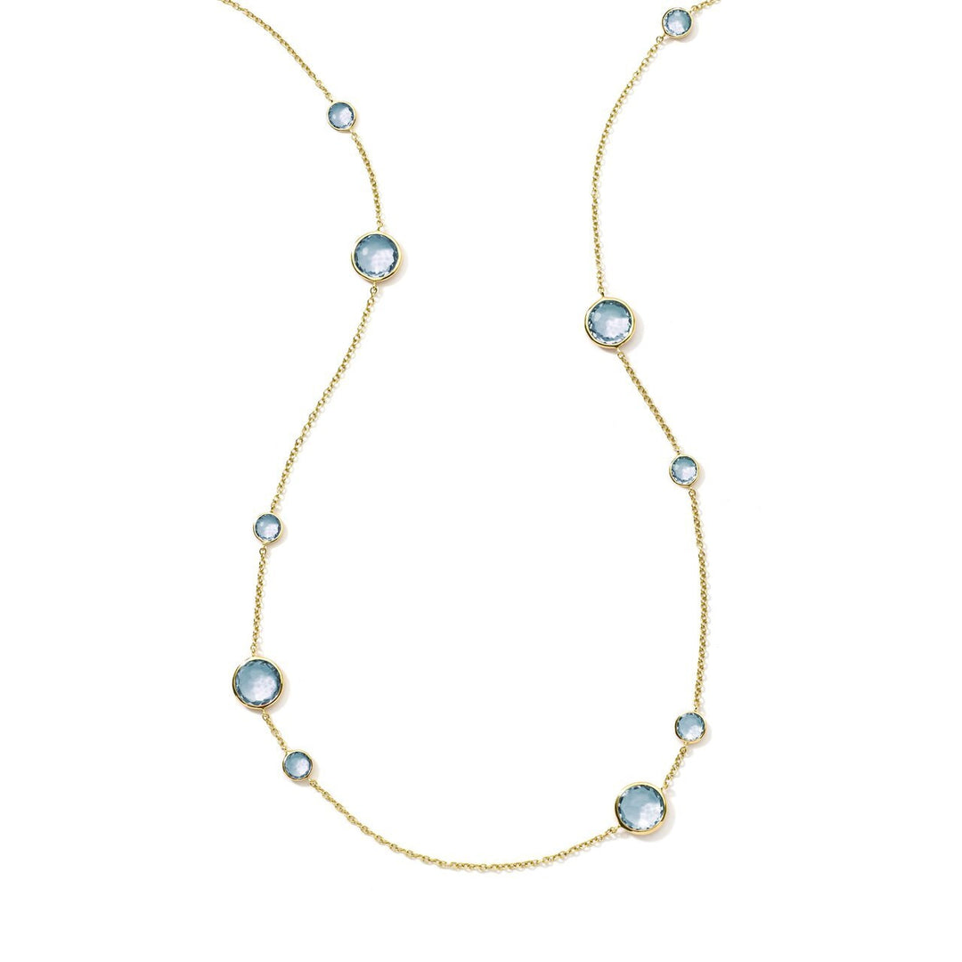 Blue Topaz 18K Gold Station Necklace - Front View | IPPOLITA