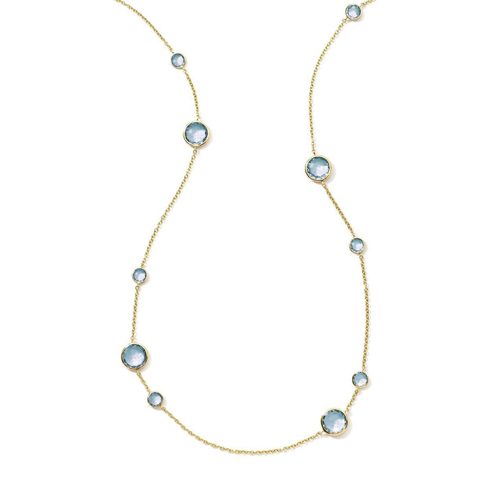 Blue Topaz 18K Gold Station Necklace - Front View | IPPOLITA