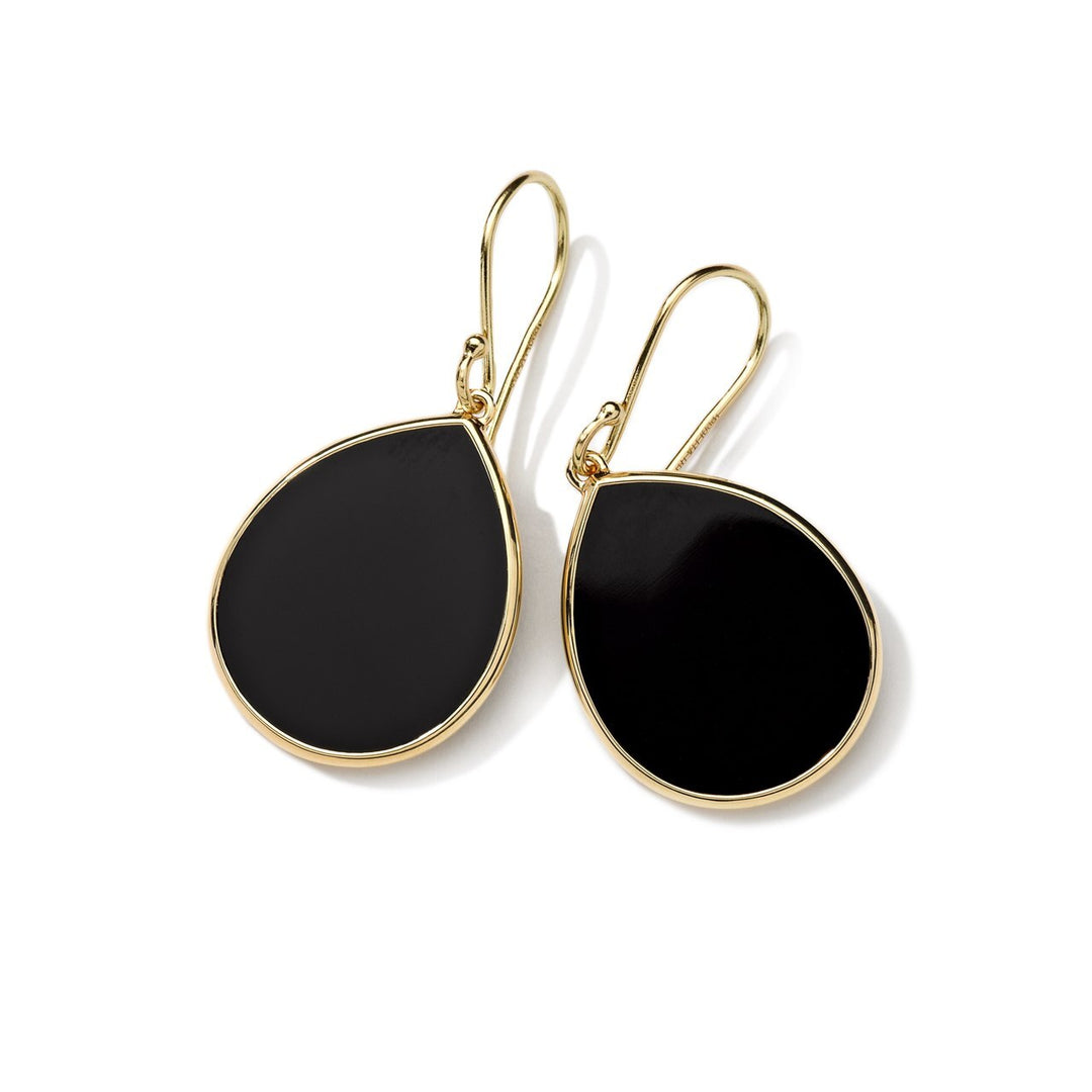 Onyx 18K Gold Small Stone Teardrop Earrings - Product View | IPPOLITA