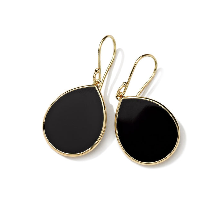 Onyx 18K Gold Small Stone Teardrop Earrings - Product View | IPPOLITA