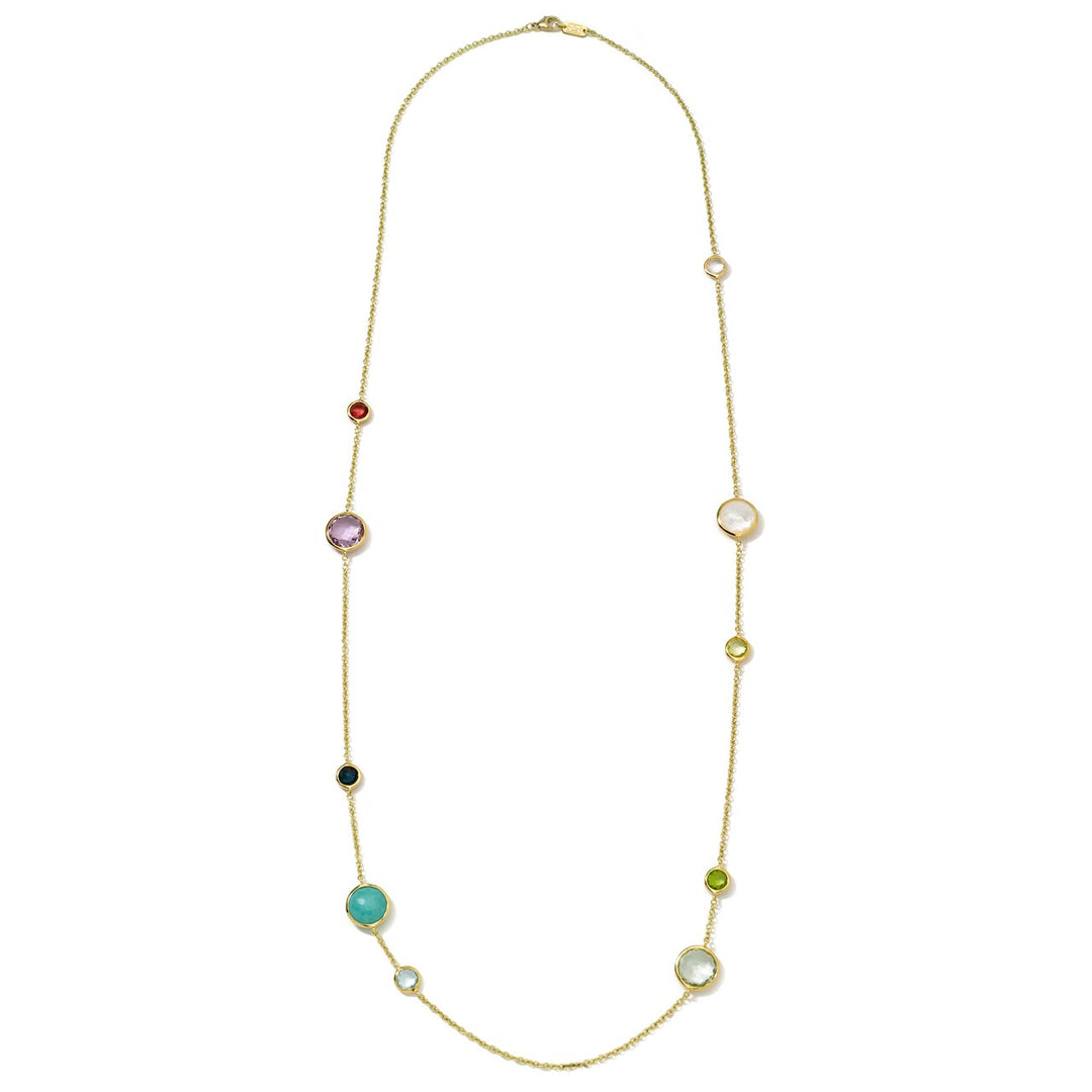18K Gold Multi-Gemstone Station Necklace - Full Length | IPPOLITA