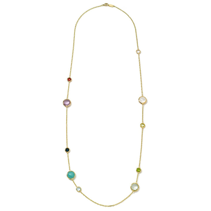18K Gold Multi-Gemstone Station Necklace - Full Length | IPPOLITA