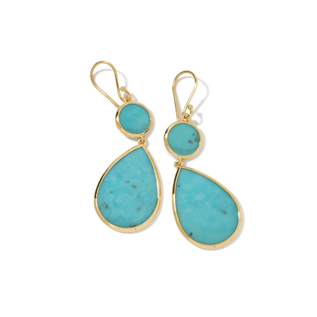 Turquoise Stone 18K Gold Snowman Earrings - Flat Lay Detail | IPPOLITA