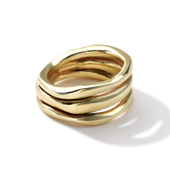 18K Gold Smooth Squiggle Triple Band Ring