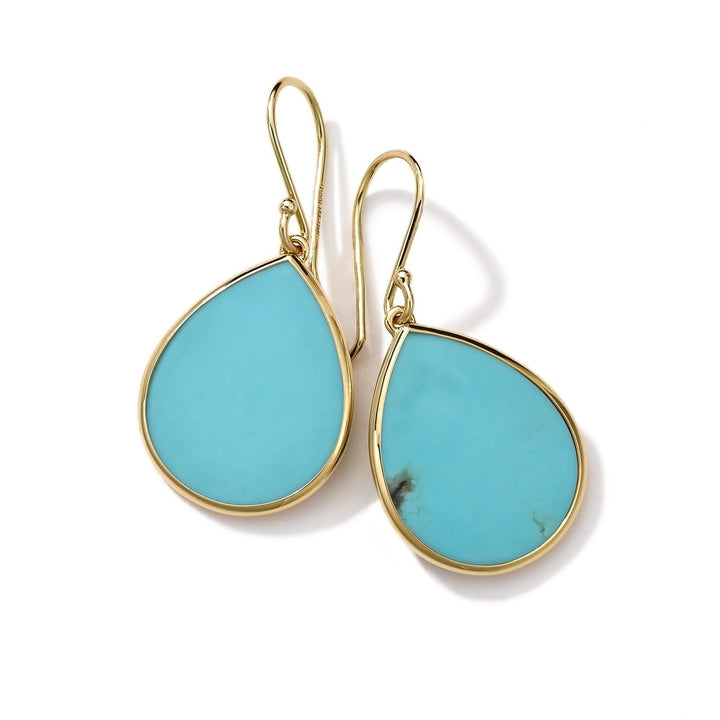 Turquoise 18K Gold Small Stone Teardrop Earrings - Product View | IPPOLITA