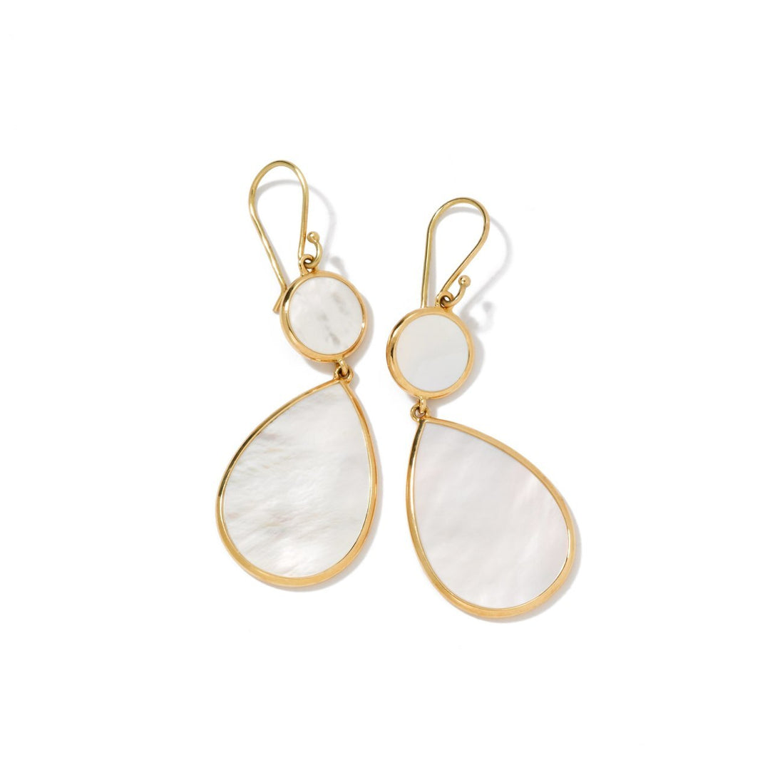 Mother-of-Pearl 18K Gold Snowman 2-Stone Drop Earrings - Product View | IPPOLITA