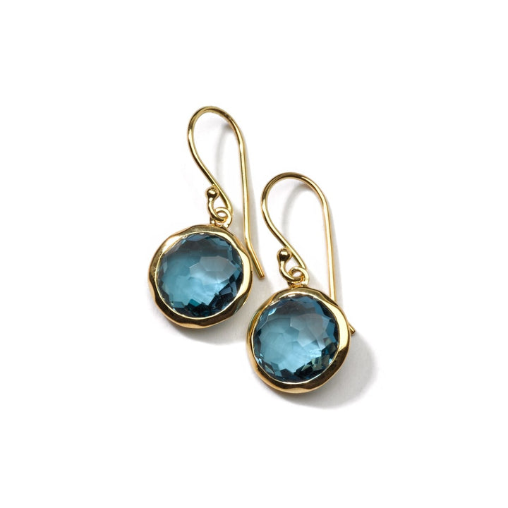 London Blue Topaz 18K Gold Small Single Drop Earrings - Product View | IPPOLITA