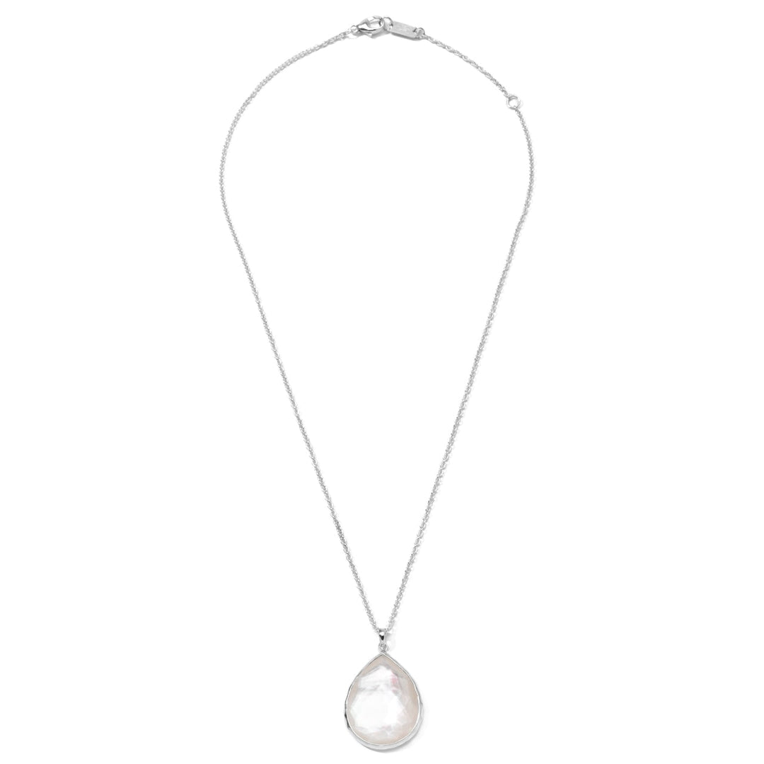 Mother-of-Pearl Sterling Silver Large Teardrop Pendant Necklace - Full Length View | IPPOLITA