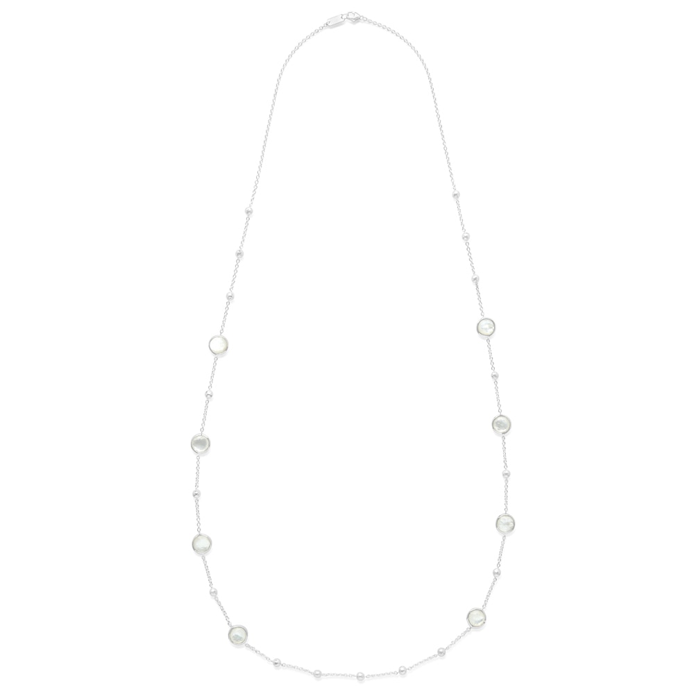 Clear Quartz 925 Silver Ball & Stone Station Necklace - Full Length View | IPPOLITA