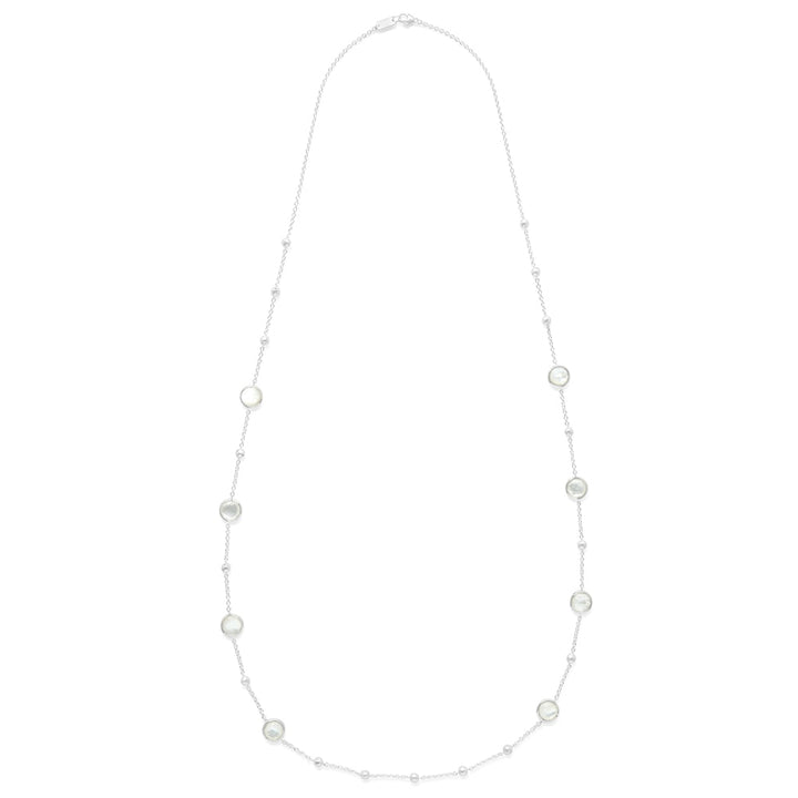 Clear Quartz 925 Silver Ball & Stone Station Necklace - Full Length View | IPPOLITA