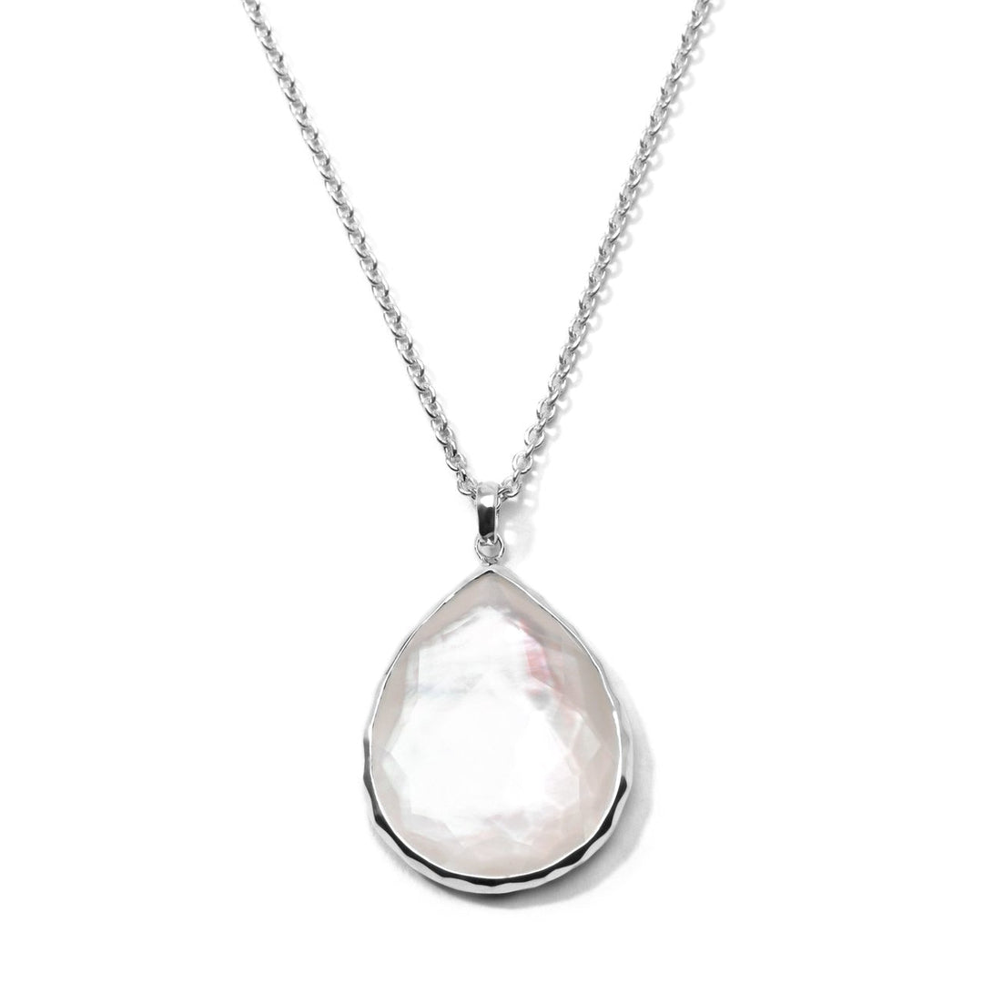 Mother-of-Pearl Sterling Silver Large Teardrop Pendant Necklace - Close-Up View | IPPOLITA