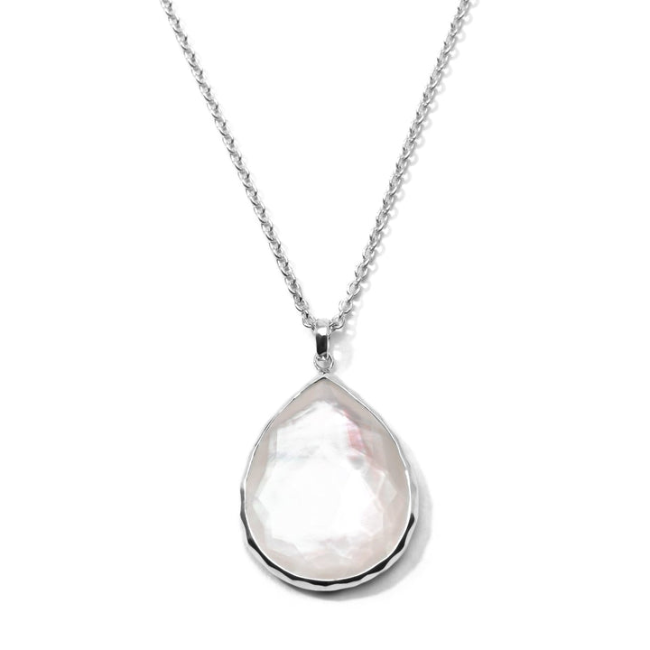 Mother-of-Pearl Sterling Silver Large Teardrop Pendant Necklace - Close-Up View | IPPOLITA