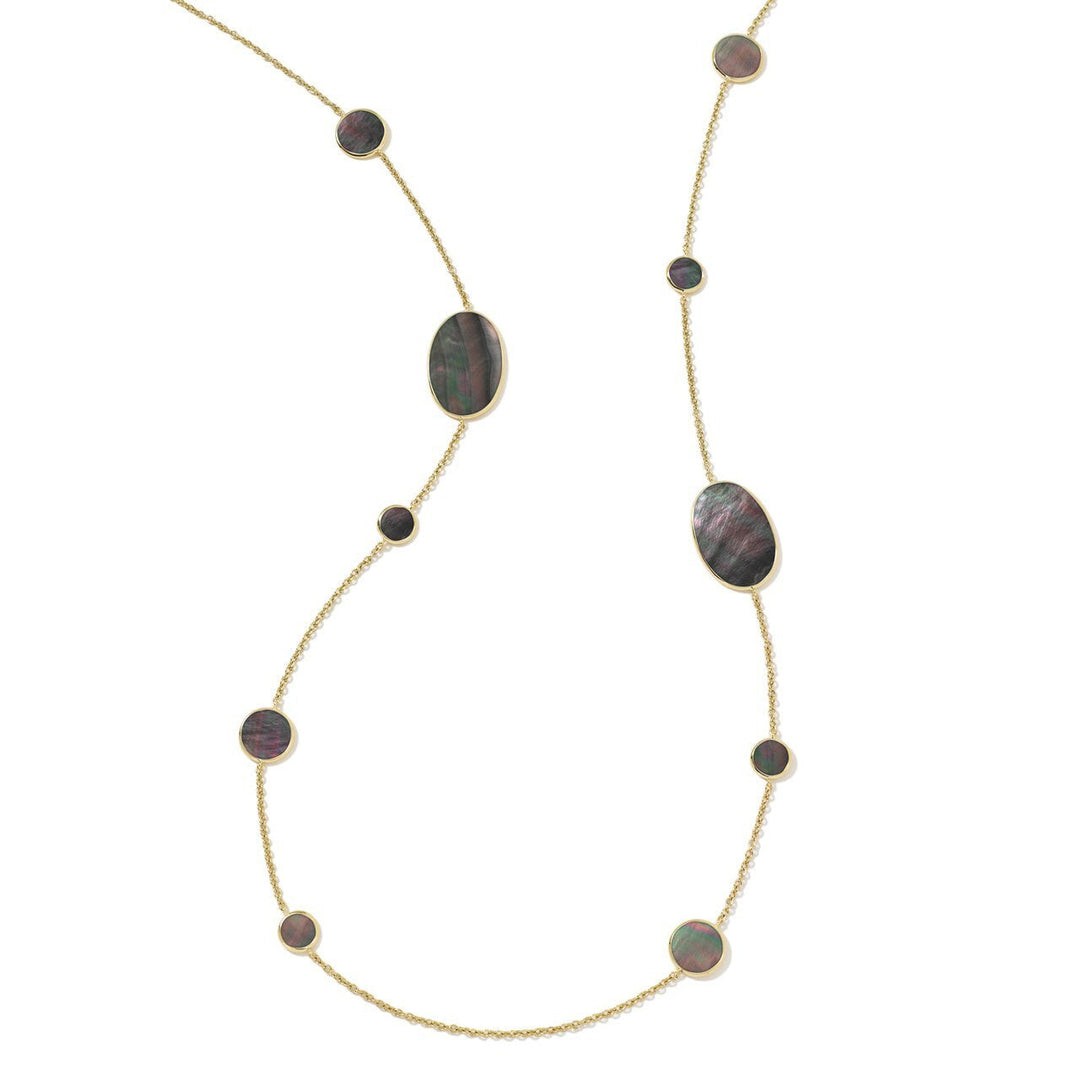 Black Mother-of-Pearl 18K Gold Multi Shape Station Necklace - Full View | IPPOLITA