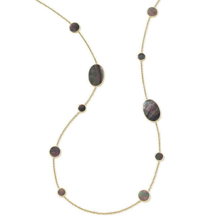 Black Mother-of-Pearl 18K Gold Multi Shape Station Necklace - Full View | IPPOLITA