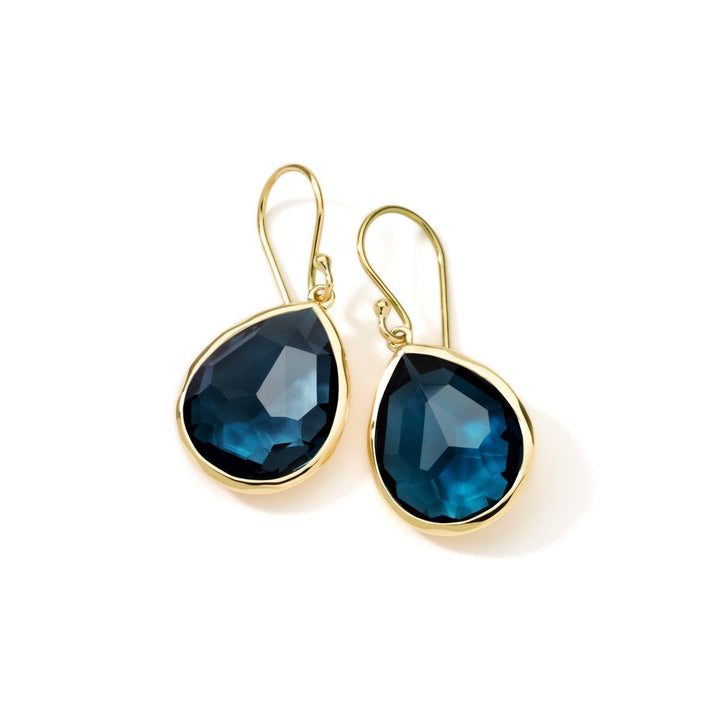 London Blue Topaz 18K Gold Teardrop Earrings - Product Shot | IPPOLITA