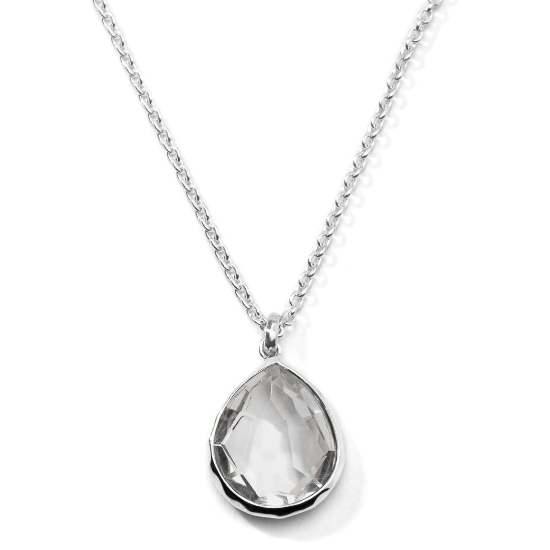 Clear Rock Crystal Sterling Silver Teardrop Pendant Necklace - Pendant Detail | IPPOLITA