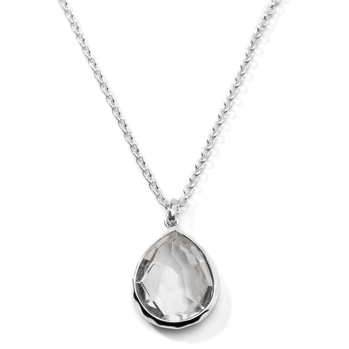 Clear Rock Crystal Sterling Silver Teardrop Pendant Necklace - Pendant Detail | IPPOLITA