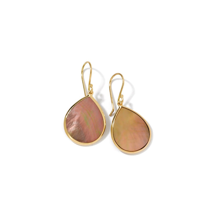 Pink Shell 18K Gold Small Stone Teardrop Earrings - Product View | IPPOLITA